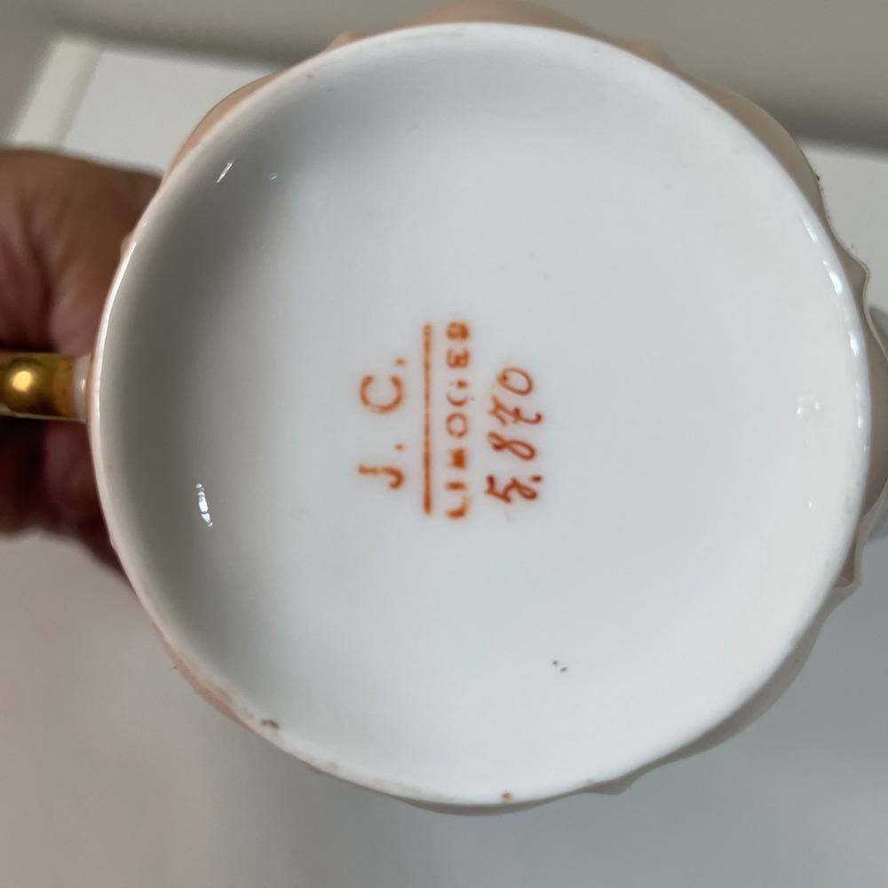 Vintage JC Limoges Teapot Gold Floral Design Porcelain Coffee Tea Server Decor - Picture 7 of 9